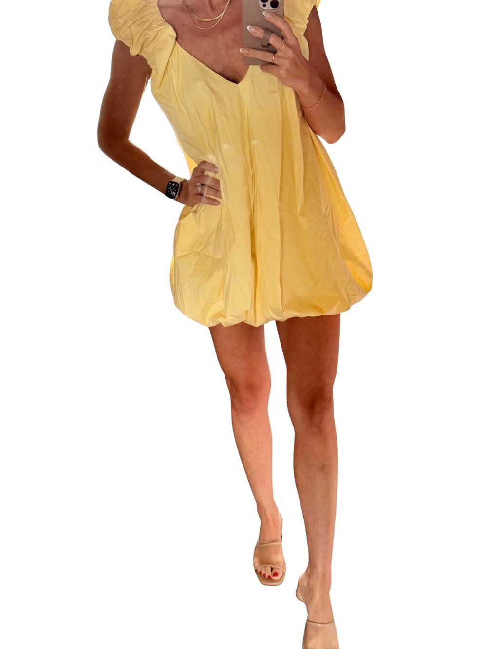 NWT Caroline Constas Soft Yellow V-Neck Dress size Small